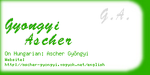 gyongyi ascher business card