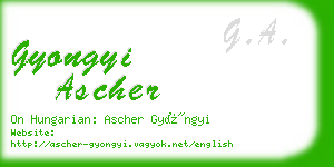 gyongyi ascher business card